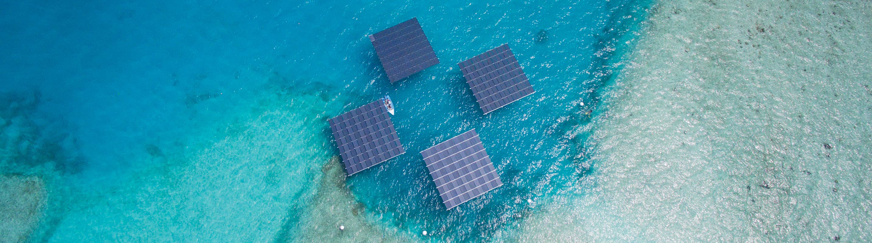 Modular floating solar power plant at sea (96Kw, Baa Atoll, Maldives) by Swimsol