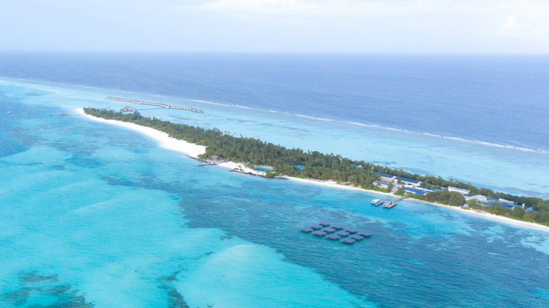 Floating solar power ocean array at Lux* resort Maldives