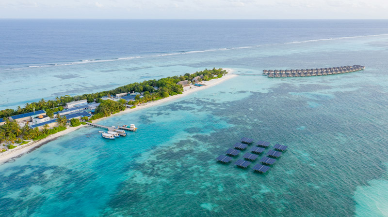 Floating SolarSea PV array by Swimsol at Lux* resort Maldives