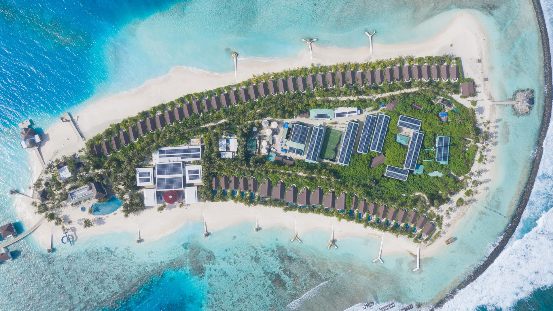 Swimsol RoofSolar PV installation at a Maldives Resort (Oblu Select by Atmosphere)