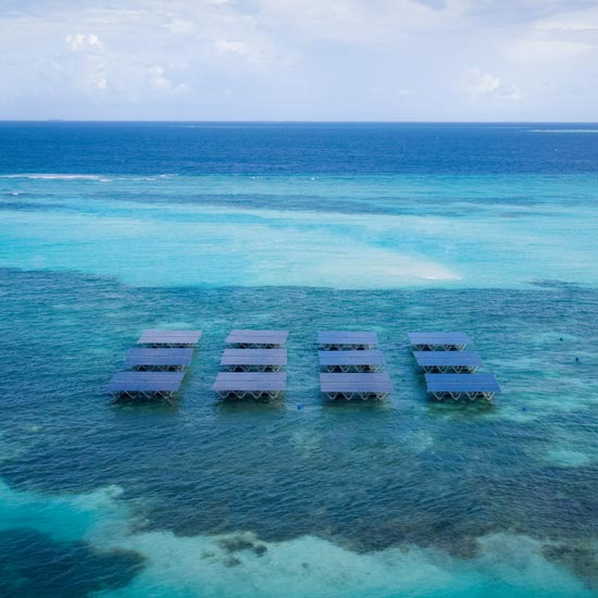 Floating solar PV platform array in the Maldives
